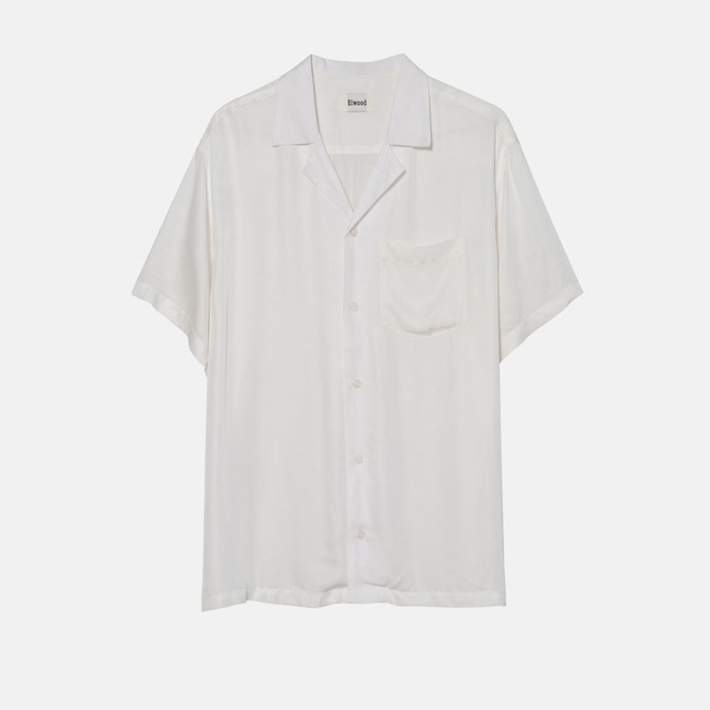 100% Rayon Elwood Camp Shirt in White